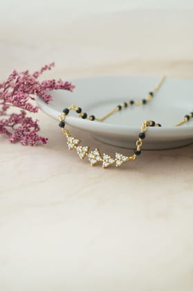 Dainty Flower Magic Gold Plated Sterling Silver Mangalsutra Necklace-Gold