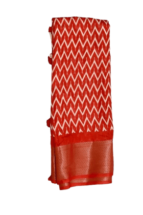 Elegant Silk Saree in Red and White Design