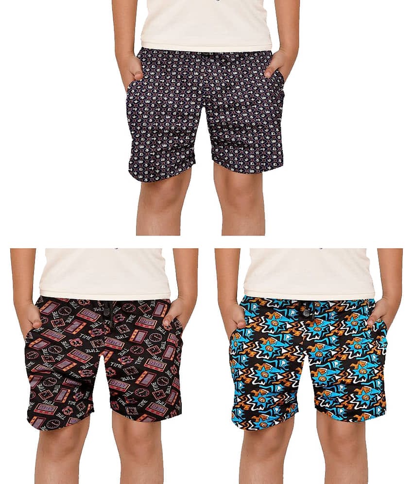 Rupa Frontline Ninja Cotton Printed Multicolour Pocket Boxer Outer Wear for Kids/Boys - Pack of 3