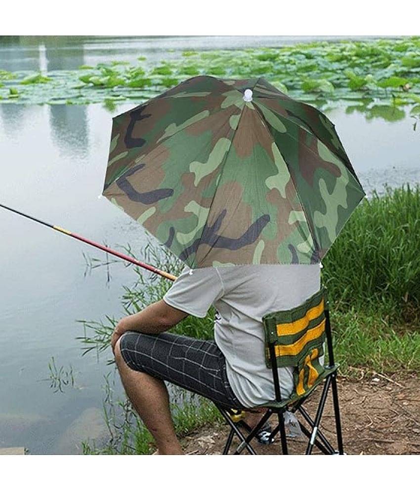 Infispace Headwear Cap Umbrella Army Color Soft Durable, Adjustable Elastic, (21) Size Fits All Ages Plastic Hat Cap Umbrella for Kids, Men/Women and Adults Rain Protection Headwear Hat Umbrella (Army) Pack of 1