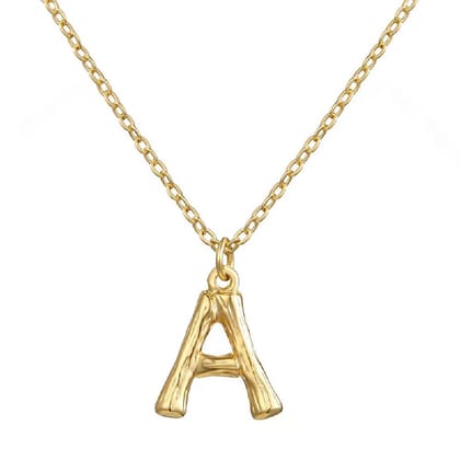 Copper Gold Initial Letter Alphabet A Bamboo Necklace Pendant Chain Women-A