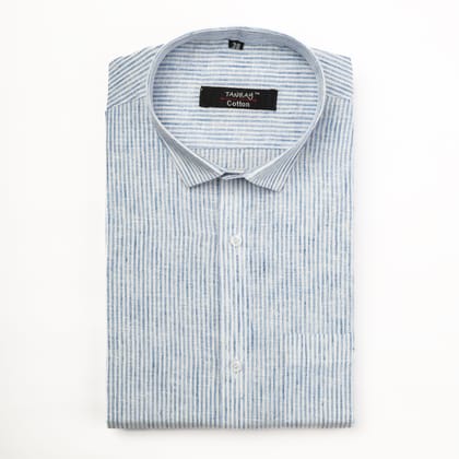 Light Blue Color Cotton Lining Shirts For Men-38/M / Full