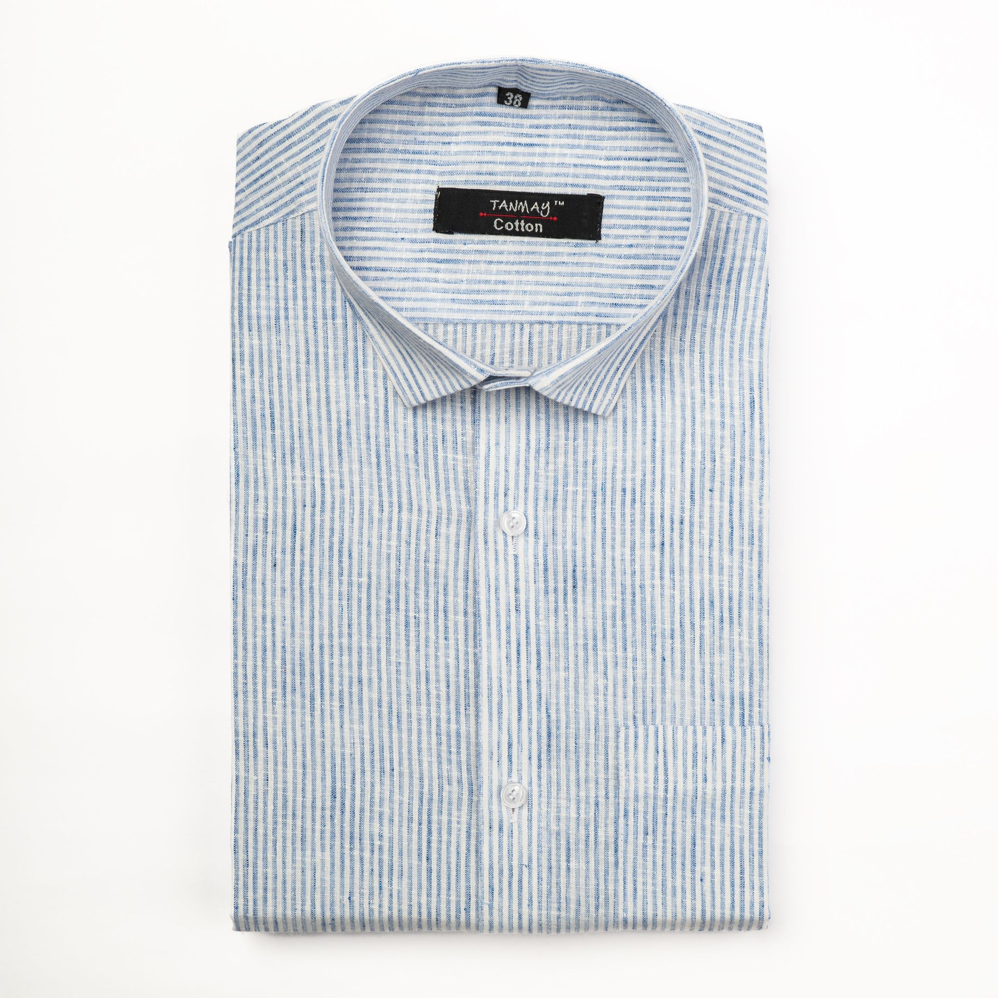 Light Blue Color Cotton Lining Shirts For Men-38/M / Full
