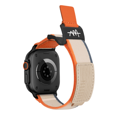 Premium Wild Trail Magnetic Buckle Nylon Band By iSerieshub For Apple Watch-49 - 46 - 45 - 44MM / Orange Beige B