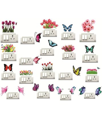 Decor Villa butterfly and flower Floral Sticker ( 30 x 30 cms )