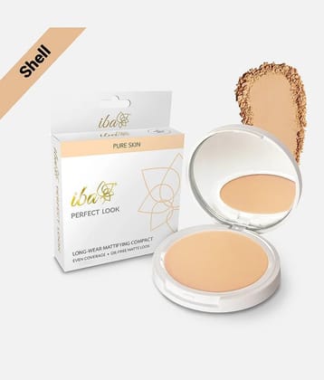 Iba Perfect Look Long Wear Mattifying Compact, Medium Shell, 9g , Oil Free Fresh Look , Matte Finish, (Pack of 1)