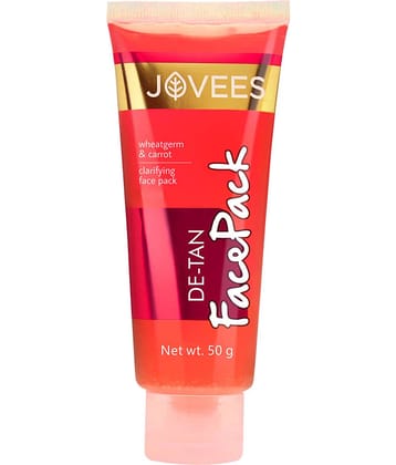 Jovees Herbal De-Tan Face Pack For Tan Removal, Skin Brighten For All Skin Types, 50gm (Pack of 1)