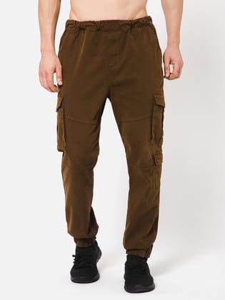 PUNK Men Brown Loose Fit Cotton Casual Cargos-32 / Brown / JOGGER-06-BRO