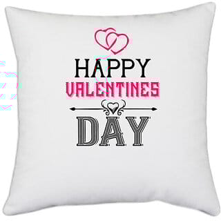 UDNAG White Polyester Valentines Day, happy valentine day Pillow Cover (16 Inch X 16 Inch)