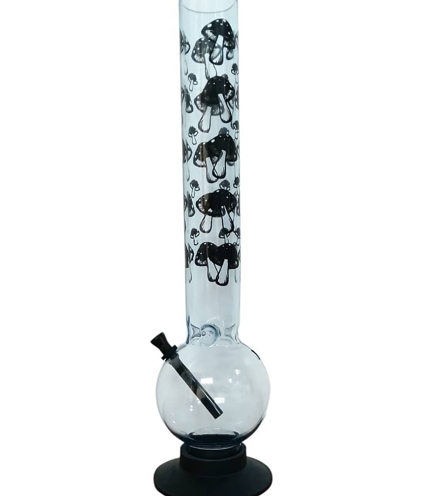 PUFF SMART 16 Inch Mushroom Print Acrylic Waterpipe Bong (Pink-Mushroom)