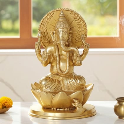 Brass Showpiece Ganesh On Kamal (BSMAS1034 G)