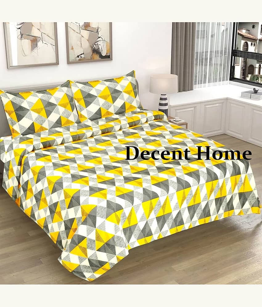 Decent Home Microfiber 1 Double Bedsheet with 2 Pillow Covers ( Yellow )