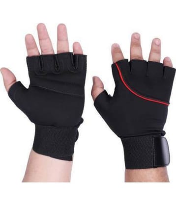 EmmEmm Premium Neoprene Fabric Gym Sports Fitness Gloves with Wrist Wrap