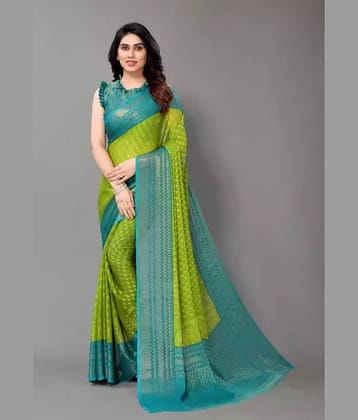 Sanjana Silk Brasso Printed Saree With Unstitched Blouse Piece ( Green )