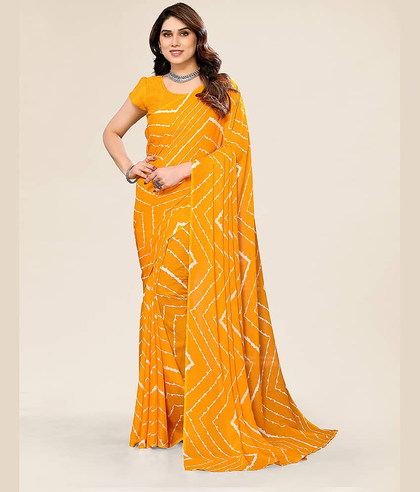 ANAND SAREES Georgette Printed Saree With Unstitched Blouse Piece ( Red )