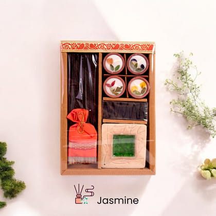 Handmade Candle and Incense Gift Box Set of 5 - Sandalwood Handmade Candle and Incense Gift Box Set of 5 - Sandalwood