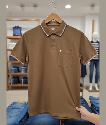 UNIBERRY Men Cotton Blend Regular Fit Solid Polo T Shirt ( Brown )