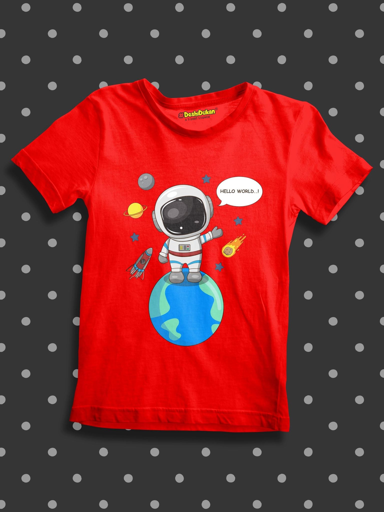 Hello World Space T-shirt-Red / 1-2 Year