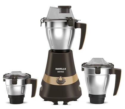 Havells Denso Heavy Duty 900 Watts 3 Jar Mixer Grinder | Ball Bearing Copper Motor | Large Break Resistant Alluminium Collar Jars with Flow Breaker | 2Yr Product & 5Yr Motor Manufacturer Warranty