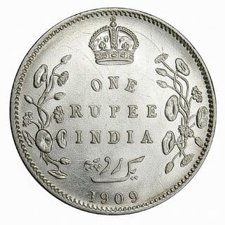 One Rupee 1909 King Edward 7th, British India Silver-plated old Coin Variant