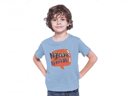 Taarak Mehta Ka Ooltah Chashmah| Kids Blue Regular Fit Printed T-Shirts (NAHANE JA NAHANE)