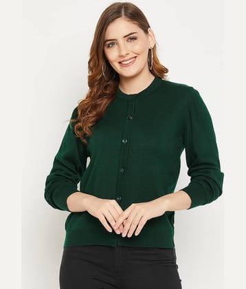 zigo Woollen Round Neck Women's Buttoned Cardigans - Green (Pack of 1)