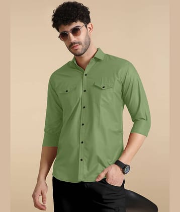 VTEXX Cotton Blend Regular Fit Solids Full Sleeves Men's Casual Shirt - Olive ( Pack of 1 )