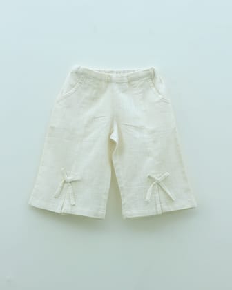 Daisy White Bow Pants-1-2 years
