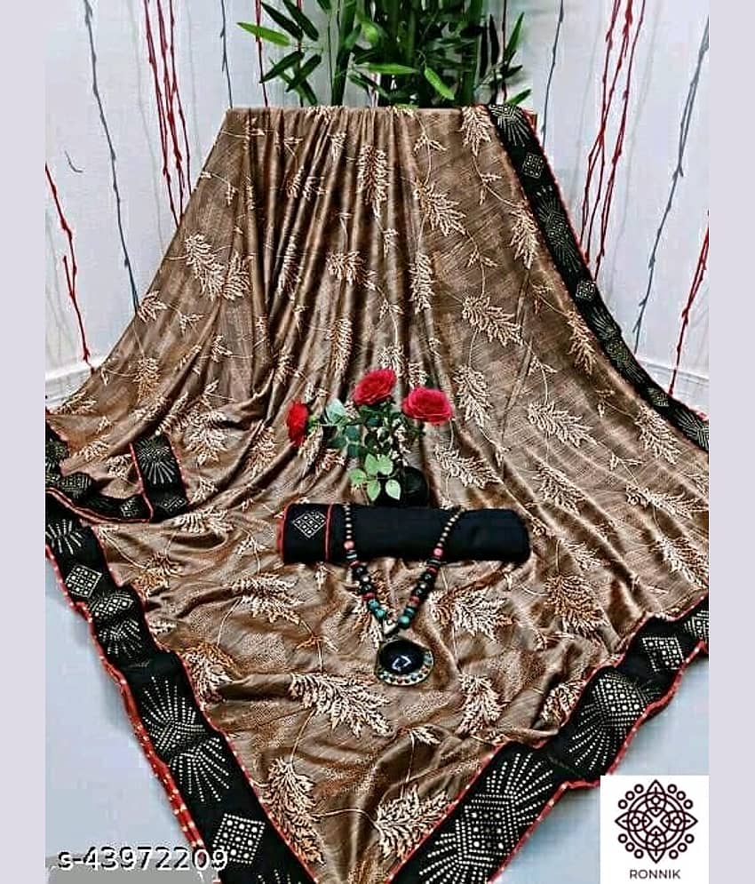 Gullak Lycra Woven Saree With Unstitched Blouse Piece ( Beige )