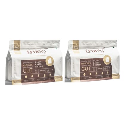 Truely Pro - Vegan Plant Protein | 24g Protein/Serving | 4 Bn CFU Probiotics | 3 Protein Sources - Pea, Brown Rice & Moong Bean | No Artificial Flavours | THIRD-PARTY TESTED | Dark Chocolate | 2KG