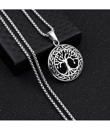 Thrillz Silver Chain For Men Stainless Steel Tree Inspired Silver Chain Pendant For Men Boys Stylish Pendant Mens Jewellery