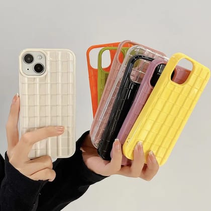 3D Glazed Tiles Candy Color Silicone iPhone Soft Case-iPhone 14 Pro Max / White