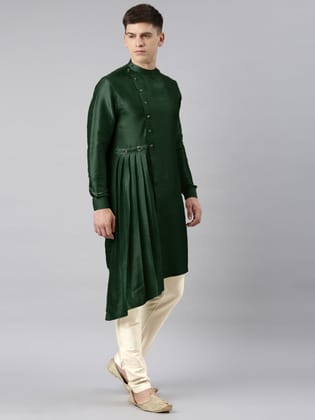 Bottle green Drape Kurta Set-Made To Measure / Kurta Churidaar Set