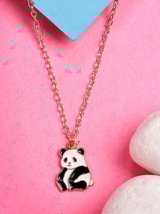 NVR Women's Rose Gold-Plated Chain With Panda Pendant-Onesize / Rose Gold / Alloy