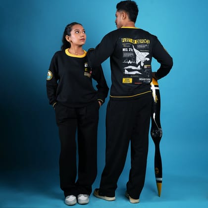 Indian Naval Aviation- Fleet Air Defence Black Oversized Sweatshirt-S