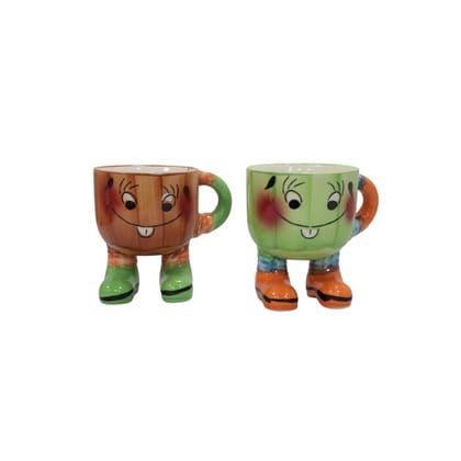 Khurja Pottery Shoe Mug Green and Brown So2|Kitchenware |Home Essentials