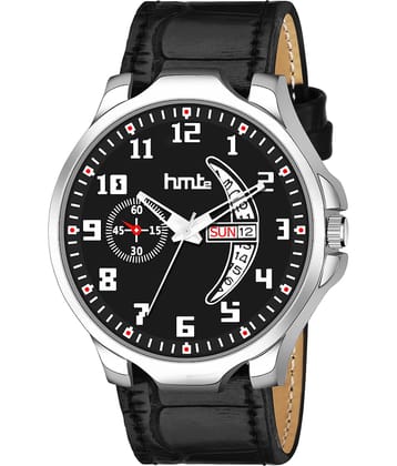 HMTe - Black Leather Analog Men's Watch