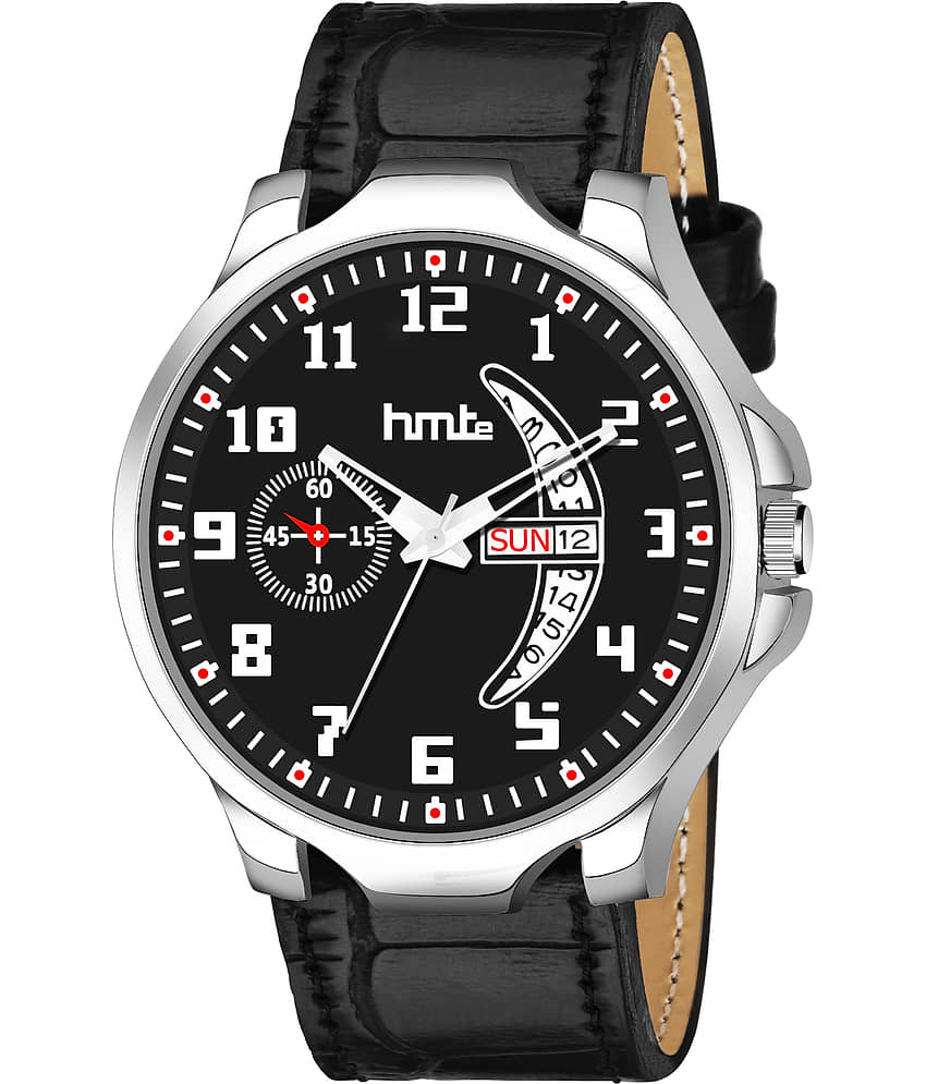HMTe - Black Leather Analog Men's Watch