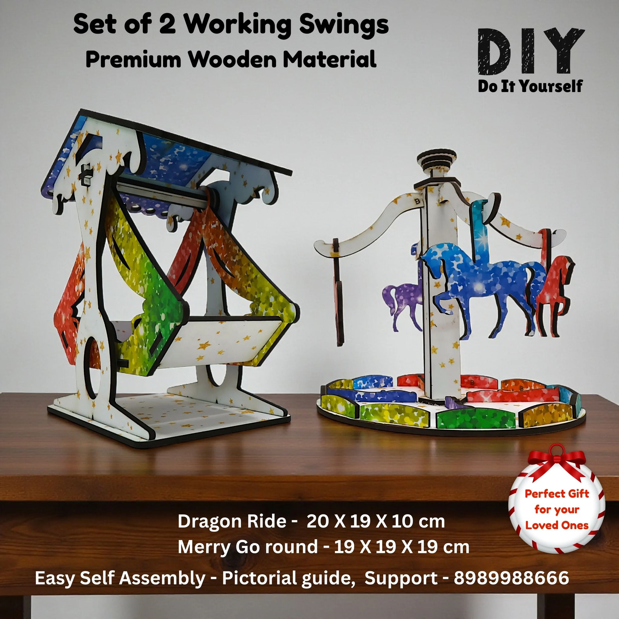 DIY Merry Go Round & Dragon Wheel Miniature Crafting Kit for Kids | Build Your Own Amusement Park Toy | Educational STEM & Creative Craft Activity