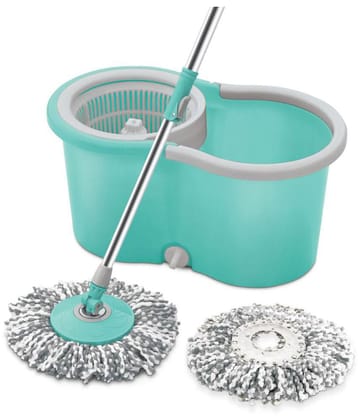 Spotzero By Milton Microfiber Wheely Spin Mop, Neon Blue - Sea Green