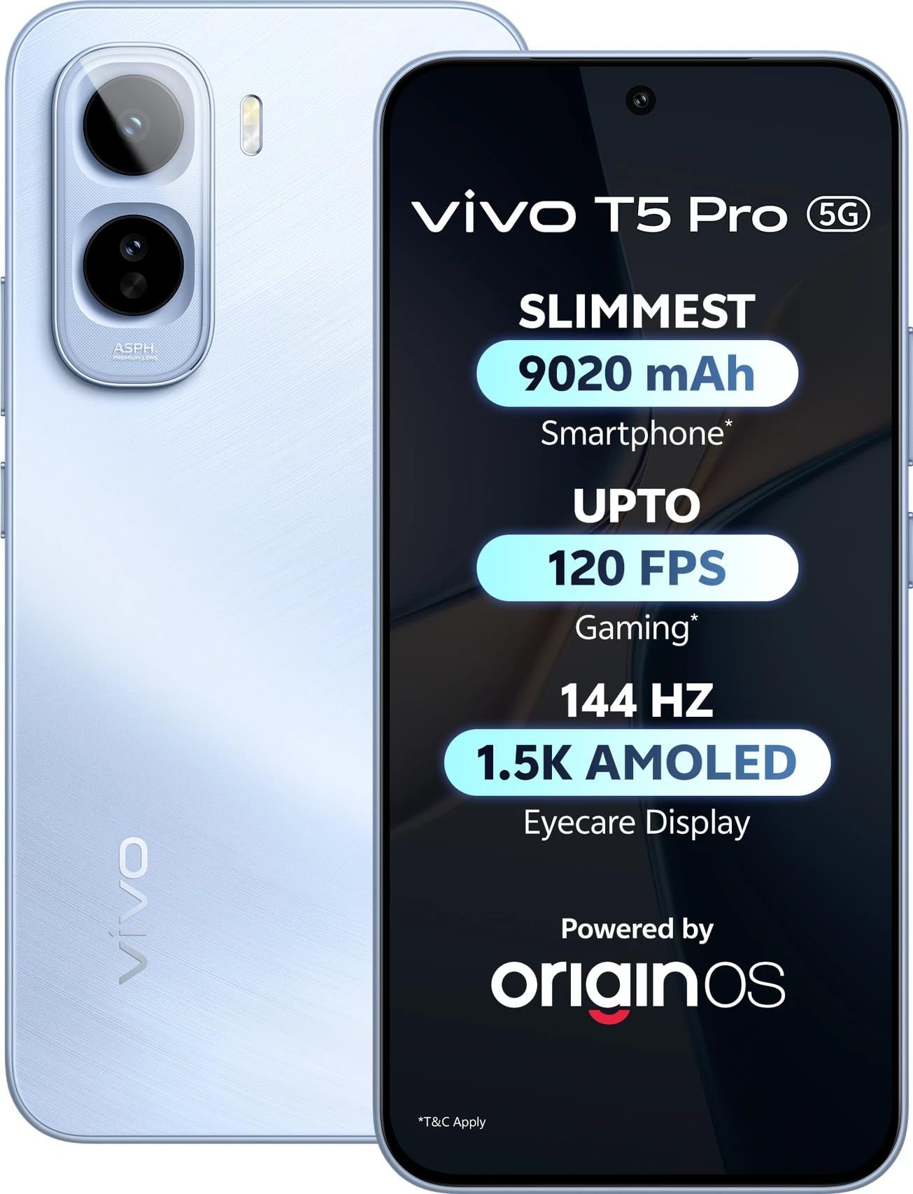 vivo T5 Pro 5G (Glacier Blue, 8GB RAM, 128GB Storage) | 50MP Camera | 6.83" FHD+ AMOLED Display | Snapdragon 7s Gen 4 | 9020mAh Battery vivo T5 Pro 5G (Glacier Blue, 8GB RAM, 128GB Storage) | 50MP Camera | 6.83" FHD+ AMOLED Display | Snapdragon 7s Gen 4 
