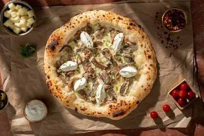 Naples Woodfired Mushroom With Truffle Oil Pizza