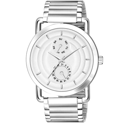 White 3D Embossed Stainless Steel Analog Watch for Men LR121