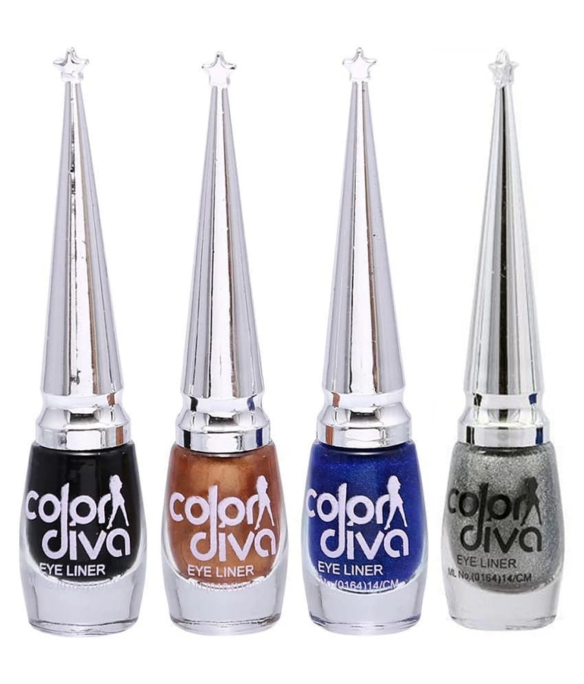 Color Diva 4 Color Eyeliner Black, Gold, Blue & Silver GC562 Makeup Kit Pack of 4 100