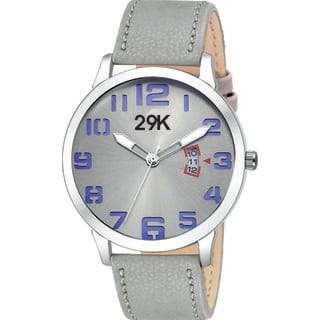 29K 9003 Men Grey Leather Strap Analog Watch