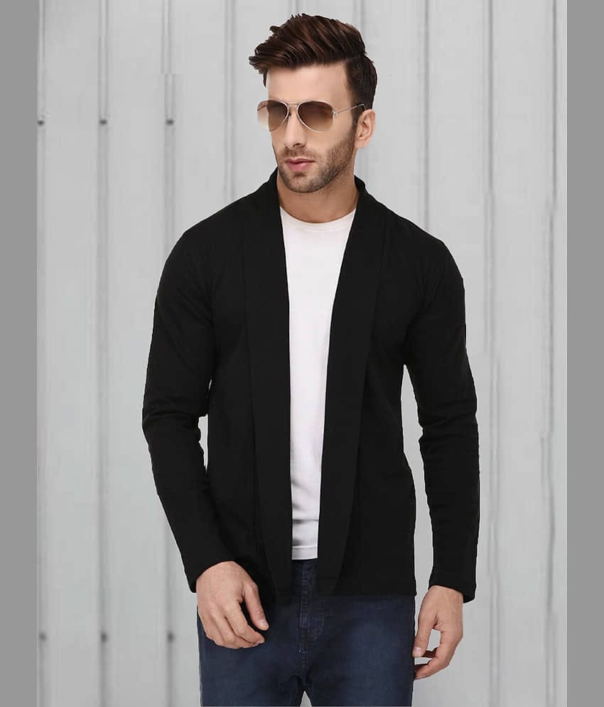 Rigo Cotton Shawl Neck Men's Full Sleeves Cardigan Sweater - Black ( Pack of 1 )