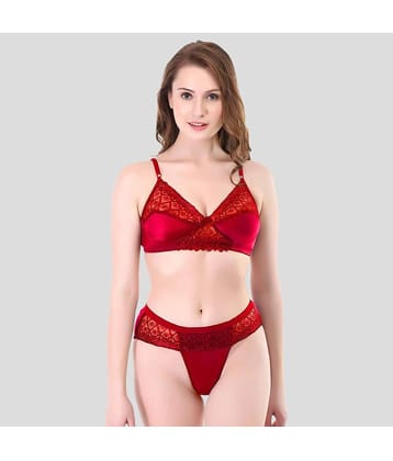 TCG Cotton Blend Women's Bra & Panty Set ( Red )