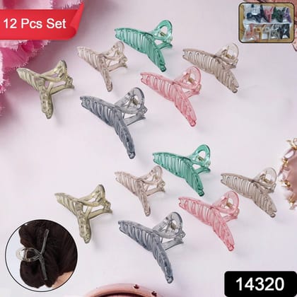 Hair Clutcher Clips (Mix Design, Multicolor / 12 Pc)