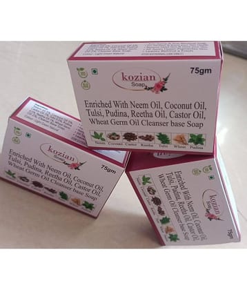 KOZIAN Antibacterial Neem Tulsi Pudina Wheat Germ Oil Soap Soap for All Skin Type ( Pack of 3 )