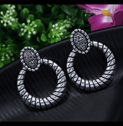 Antique Gold/Silver Plated Rustic Round Shaped Drop Earring- AER 3619